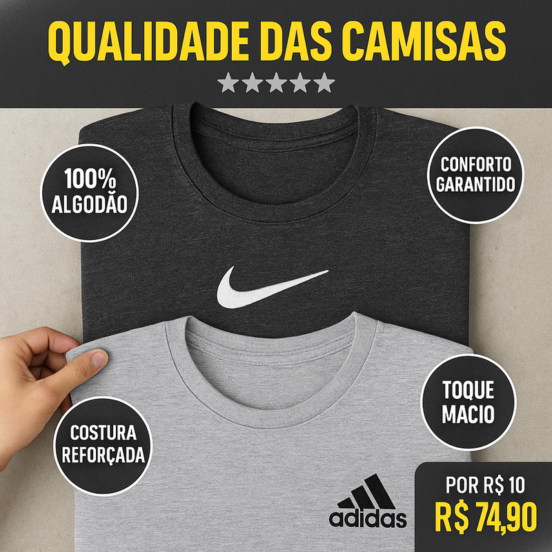 Pague 1 Camisa Leve 2 Camisas + Relógio e Pulseira (Para os 10 primeiros clientes)