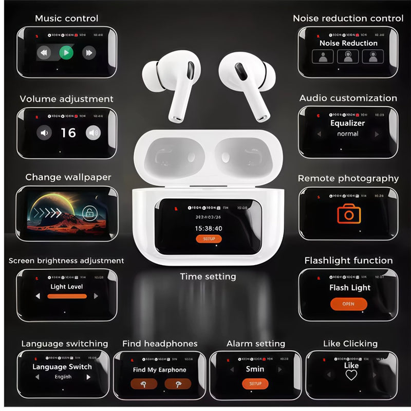 🎧 A9 Pro™ – Fones de Ouvido Sem Fio TWS com Display Touch de LCD